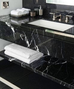 Công trình Lavabo đá Marble đen chỉ trắng